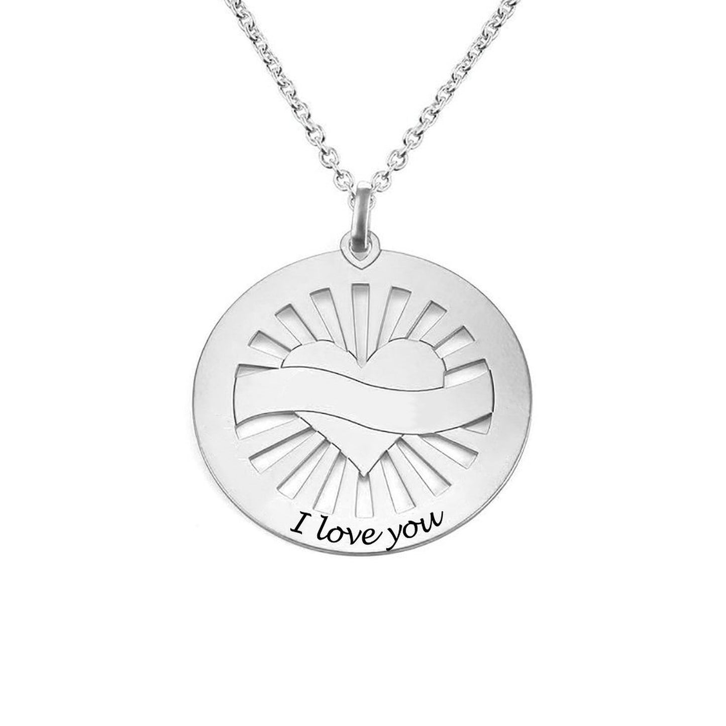 Custom Round Disc Heart Necklace – Design Your Own