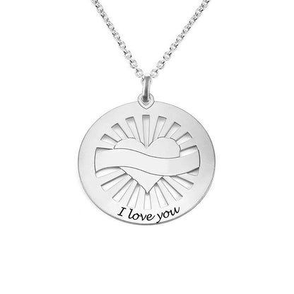 Custom Round Disc Heart Necklace – Design Your Own