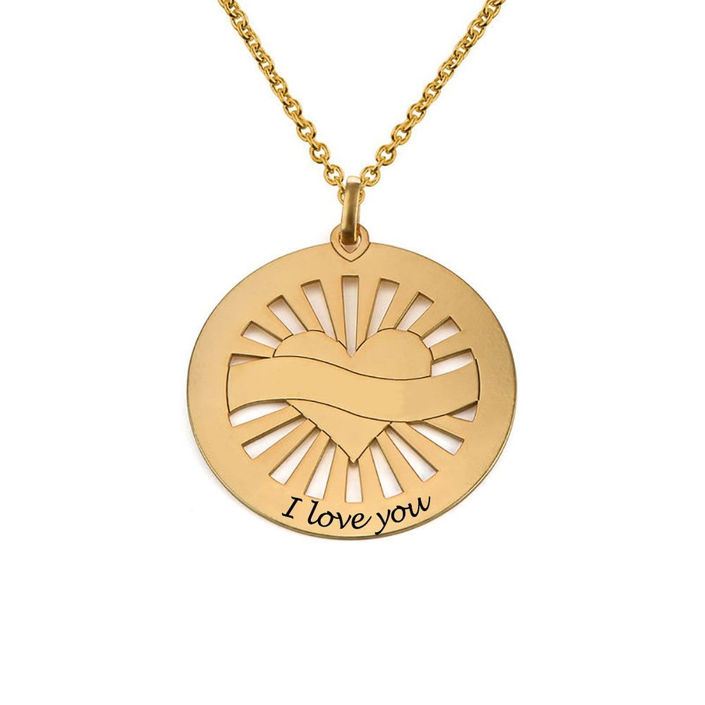 Custom Round Disc Heart Necklace – Design Your Own