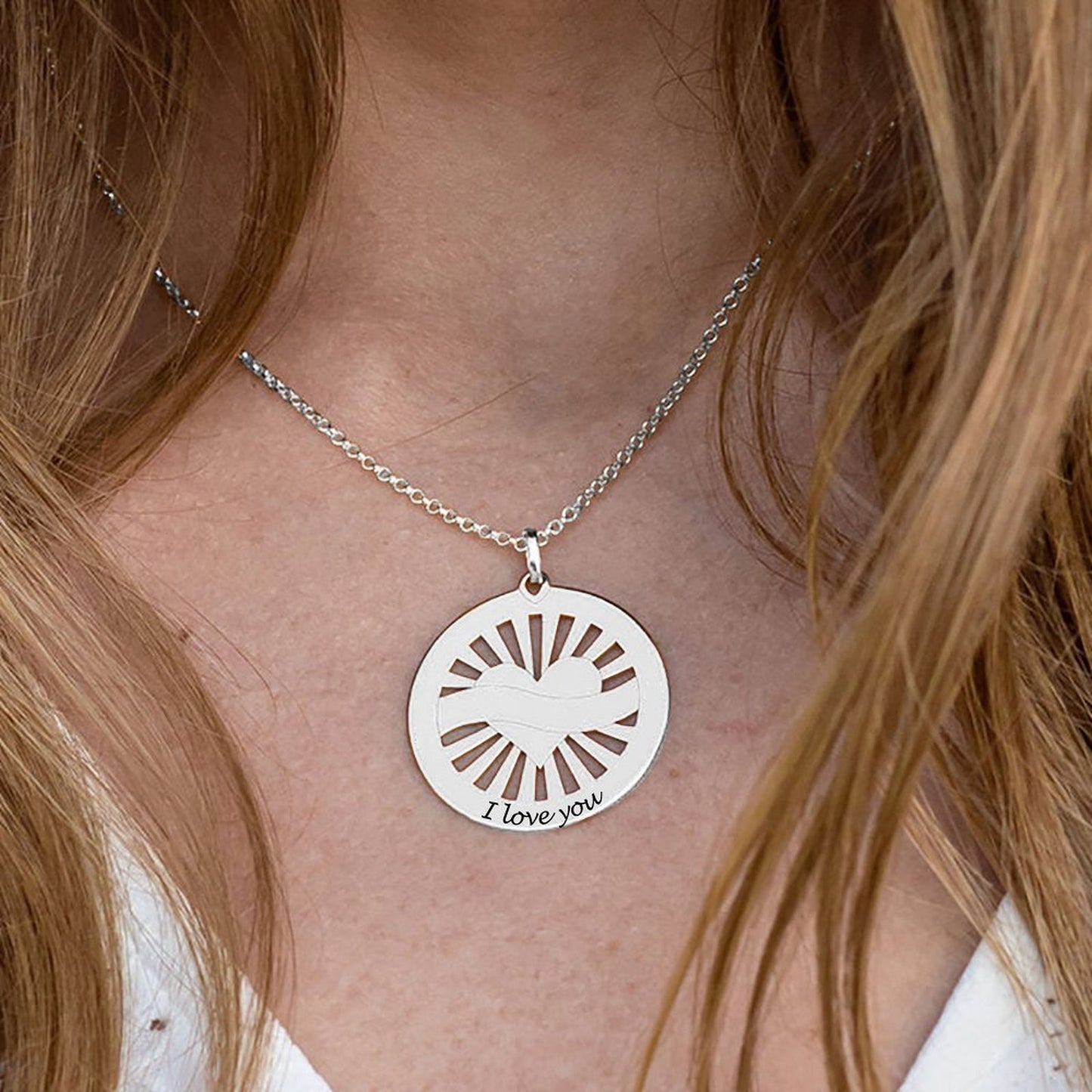 Custom Round Disc Heart Necklace – Design Your Own