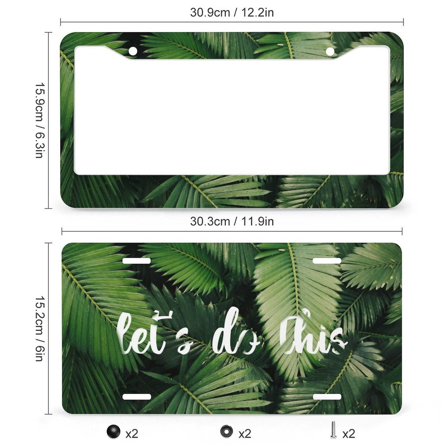 Custom License Plate Frame (Two Round Holes + License Plate Combo) – Design Your Own