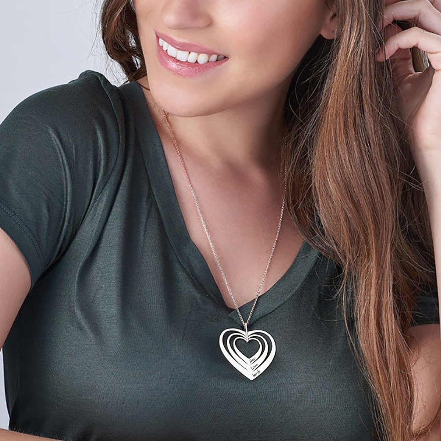 Custom Triple Heart Necklace – Design Your Own