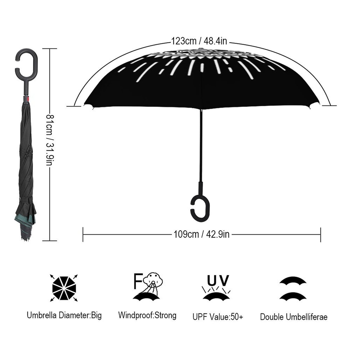 Custom C-Shaped Handle Inverted Umbrella – Design Your Own