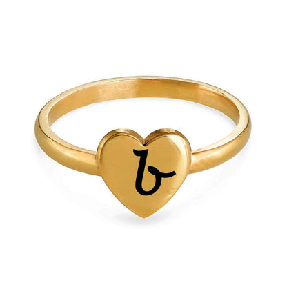 Custom Letter Heart Ring – Design Your Own