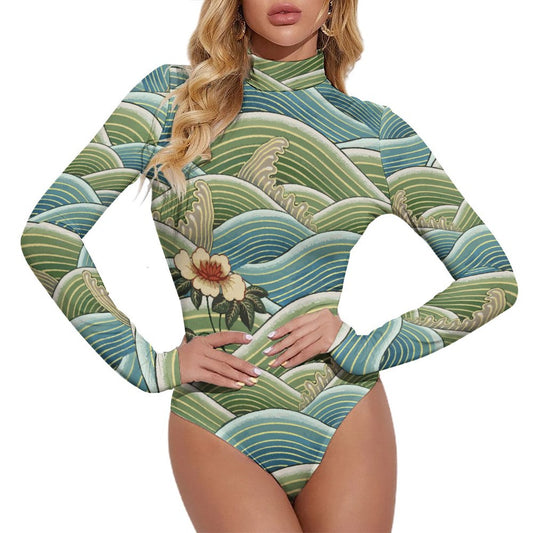 Custom High Neck Long Sleeve Bodysuit – Design Your Own