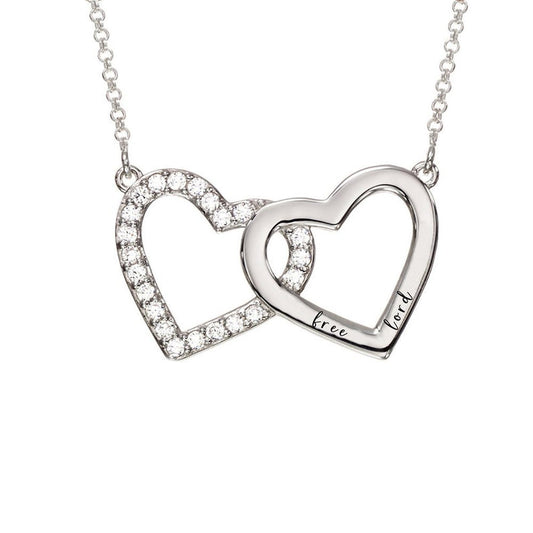 Custom Double Heart Diamond Necklace – Design Your Own