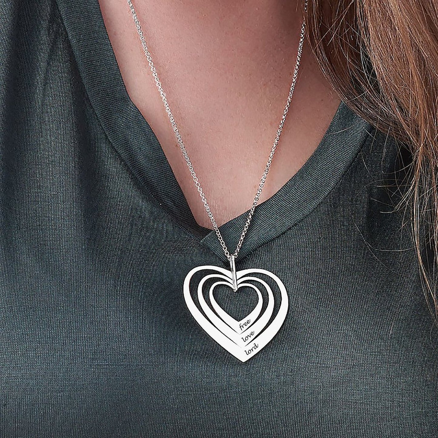 Custom Triple Heart Necklace – Design Your Own